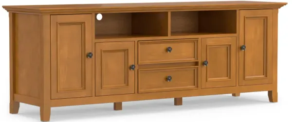 Amherst 72 inch Wide Solid Wood Transitional TV Stand in Light Golden Brown
