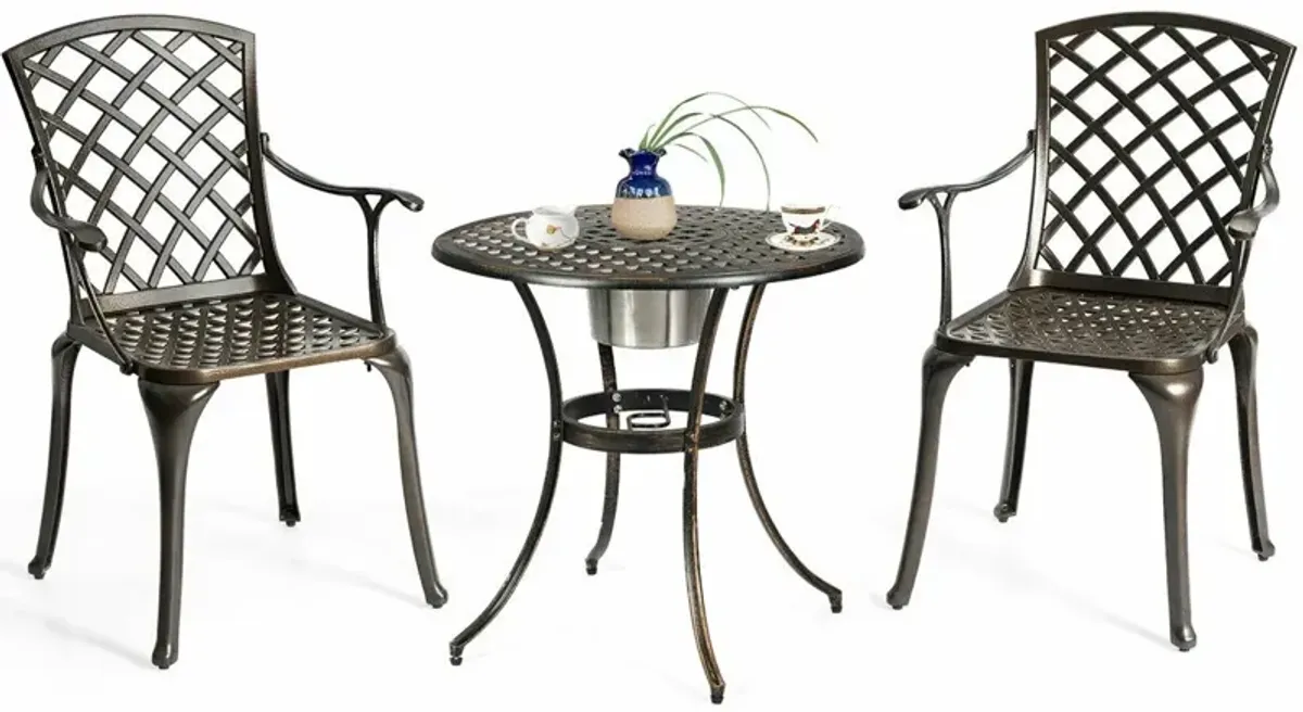 Outdoor Aluminum Dining Set of 2 Patio Bistro Chairs