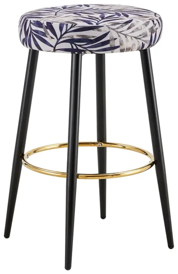 Streamdale Minimalist Bar Stool with Golden Footrest & Comfortable Upholstery