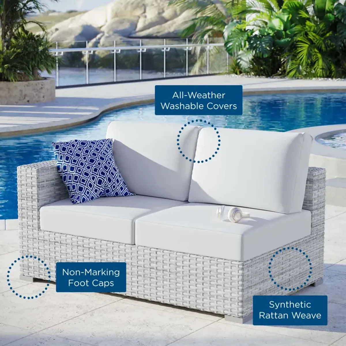 Modway - Convene Outdoor Patio Left-Arm Loveseat