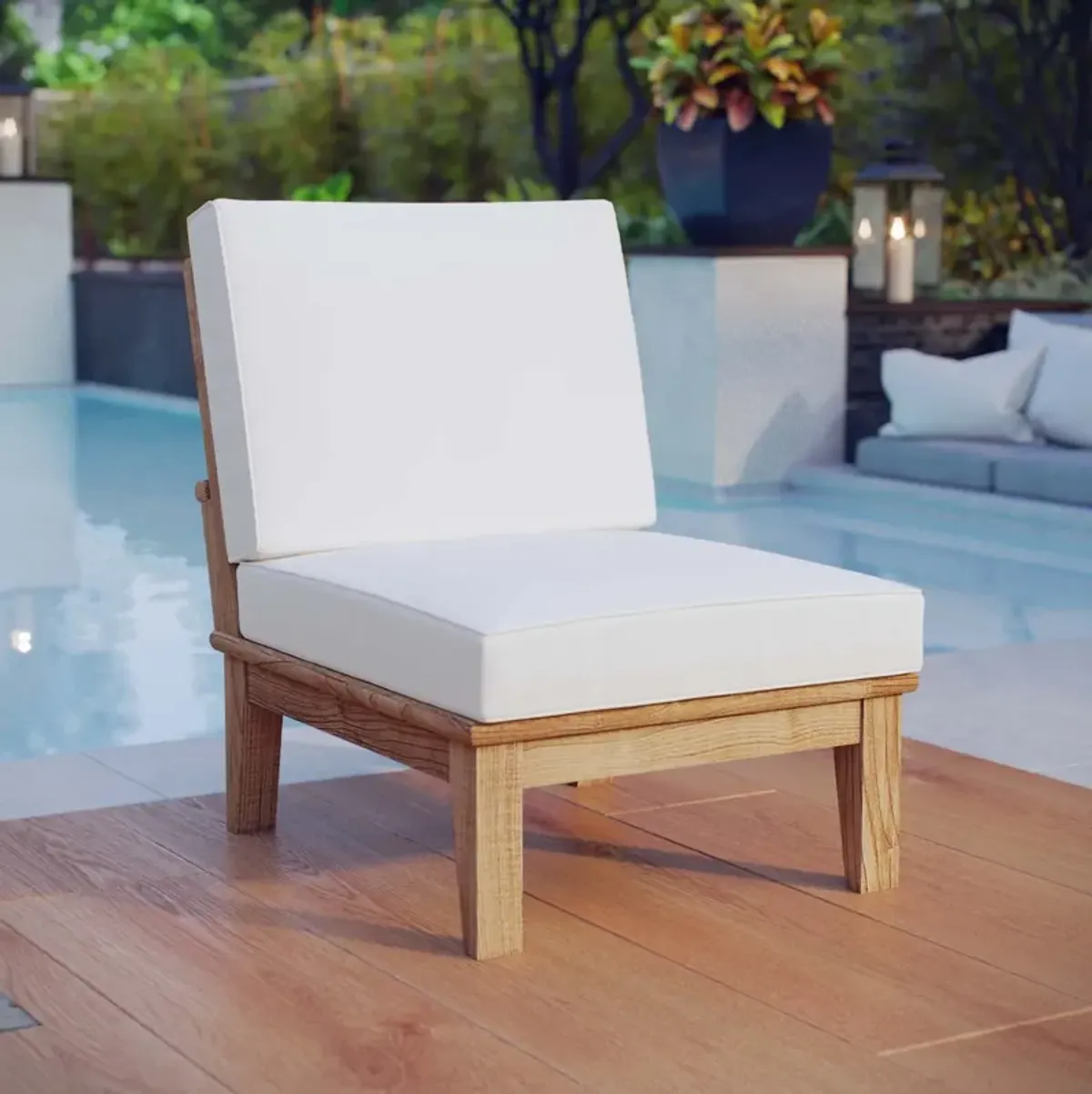 Modway - Marina Armless Outdoor Patio Teak Sofa