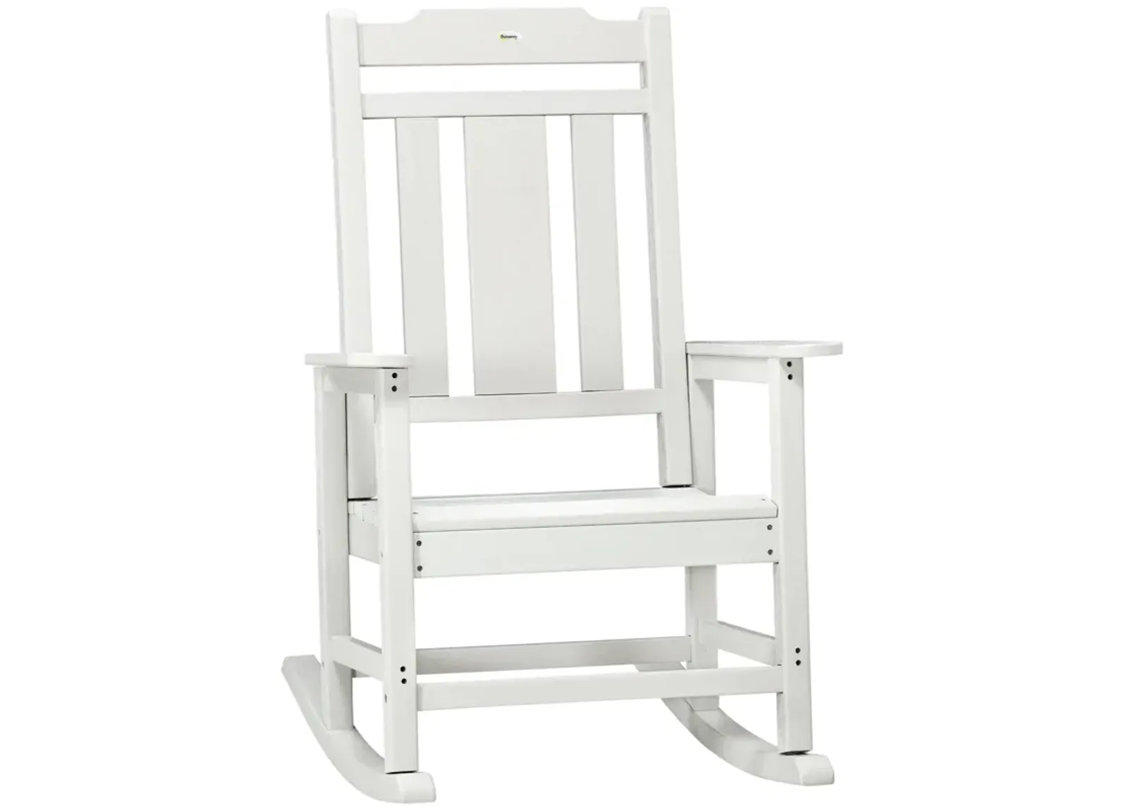 Light Gray Outdoor Rocker: HDPE Slatted Rocking Chair with Armrests