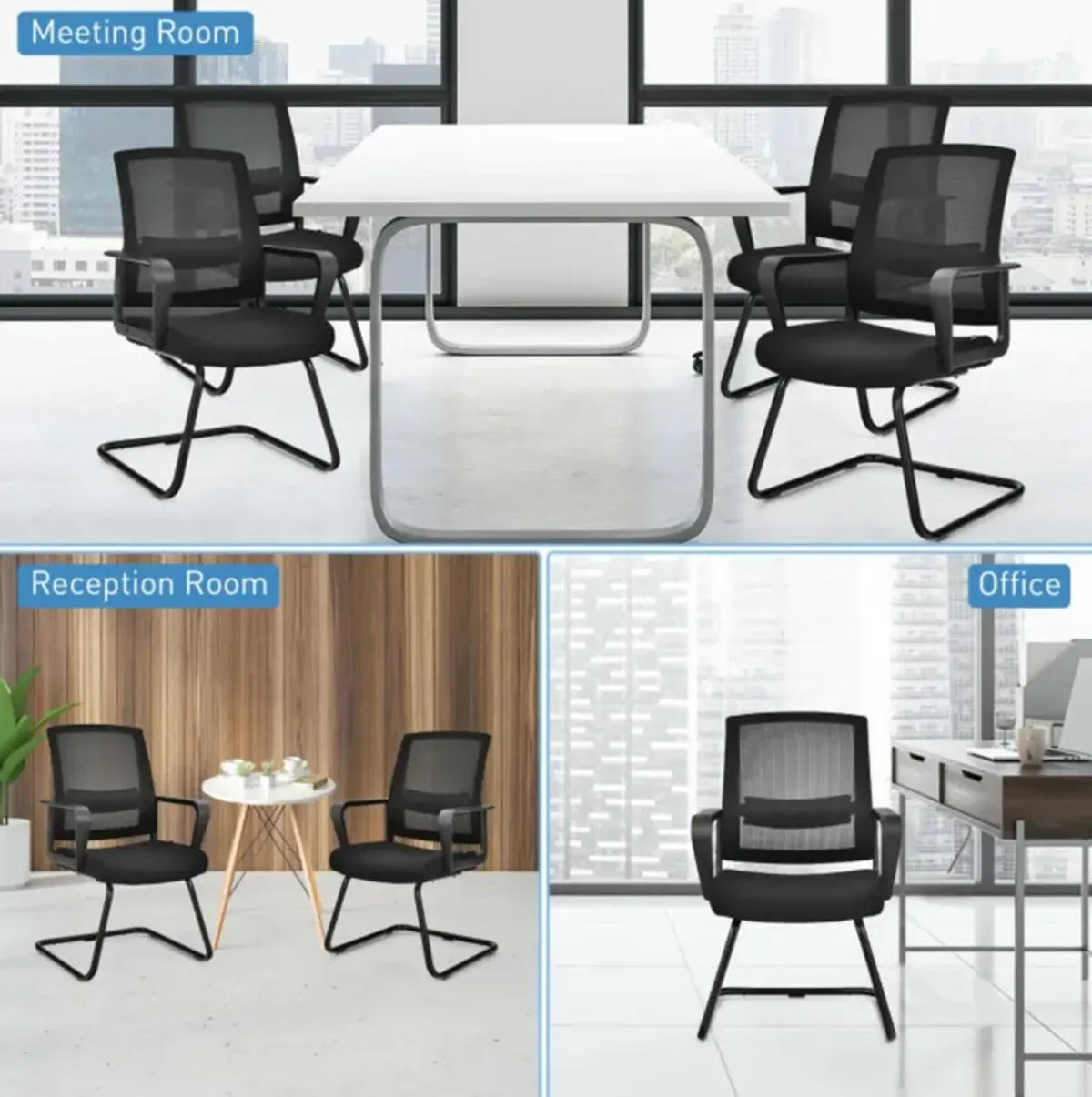 Hivvago Set of 2 Conference Chairs with Lumbar Support