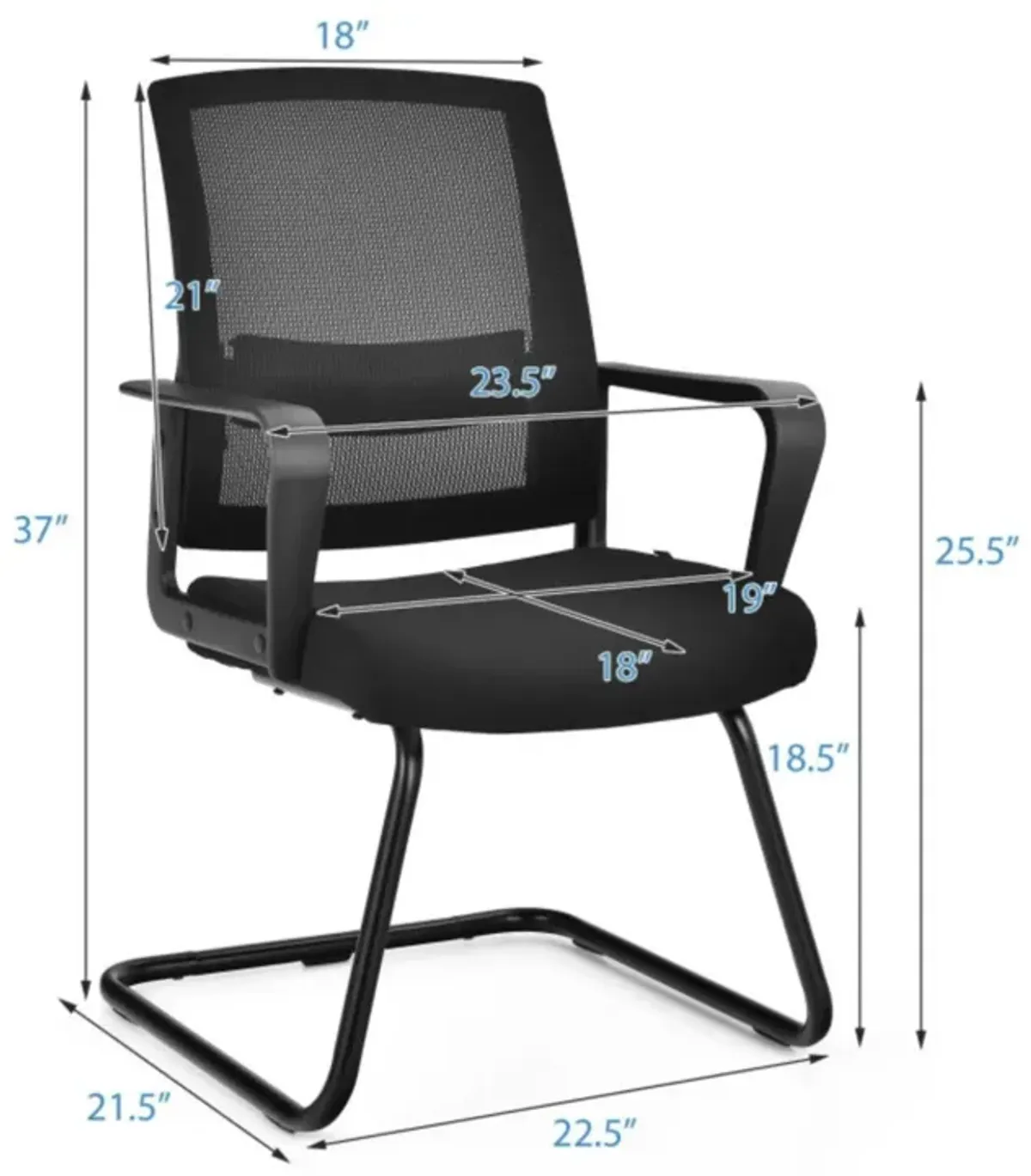 Hivvago Set of 2 Conference Chairs with Lumbar Support