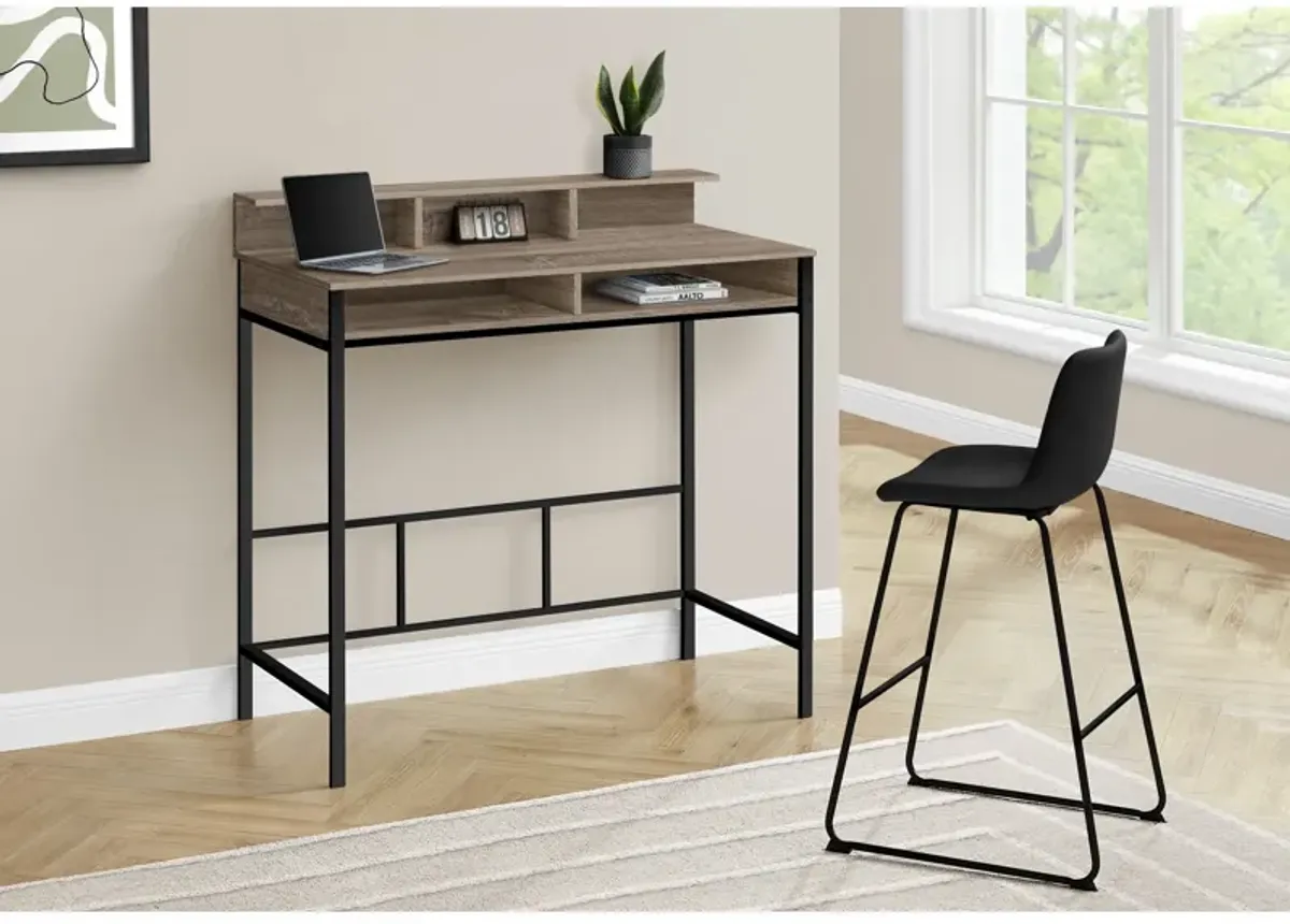 Monarch Specialties I 7702 Computer Desk, Home Office, Standing, Storage Shelves, 48"L, Work, Laptop, Metal, Laminate, Brown, Black, Contemporary, Modern