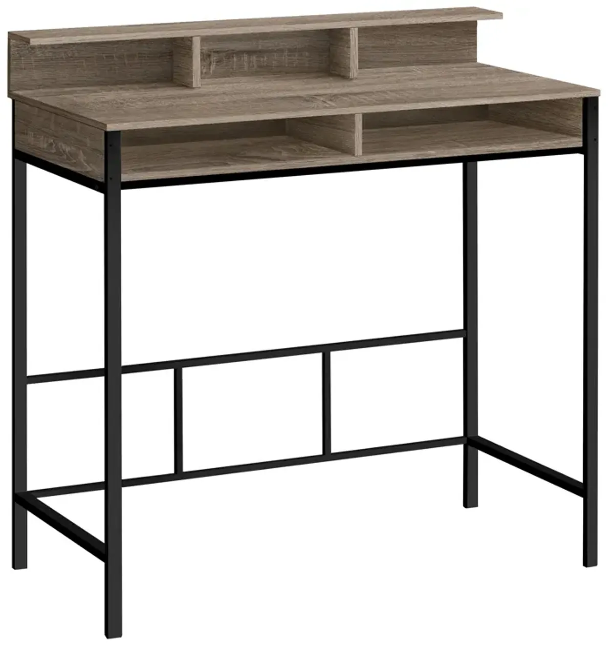 Monarch Specialties I 7702 Computer Desk, Home Office, Standing, Storage Shelves, 48"L, Work, Laptop, Metal, Laminate, Brown, Black, Contemporary, Modern