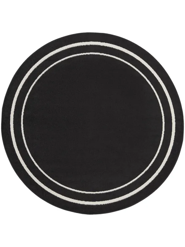Nourison Essentials NRE02 Black/Ivory 4' x Round Rug