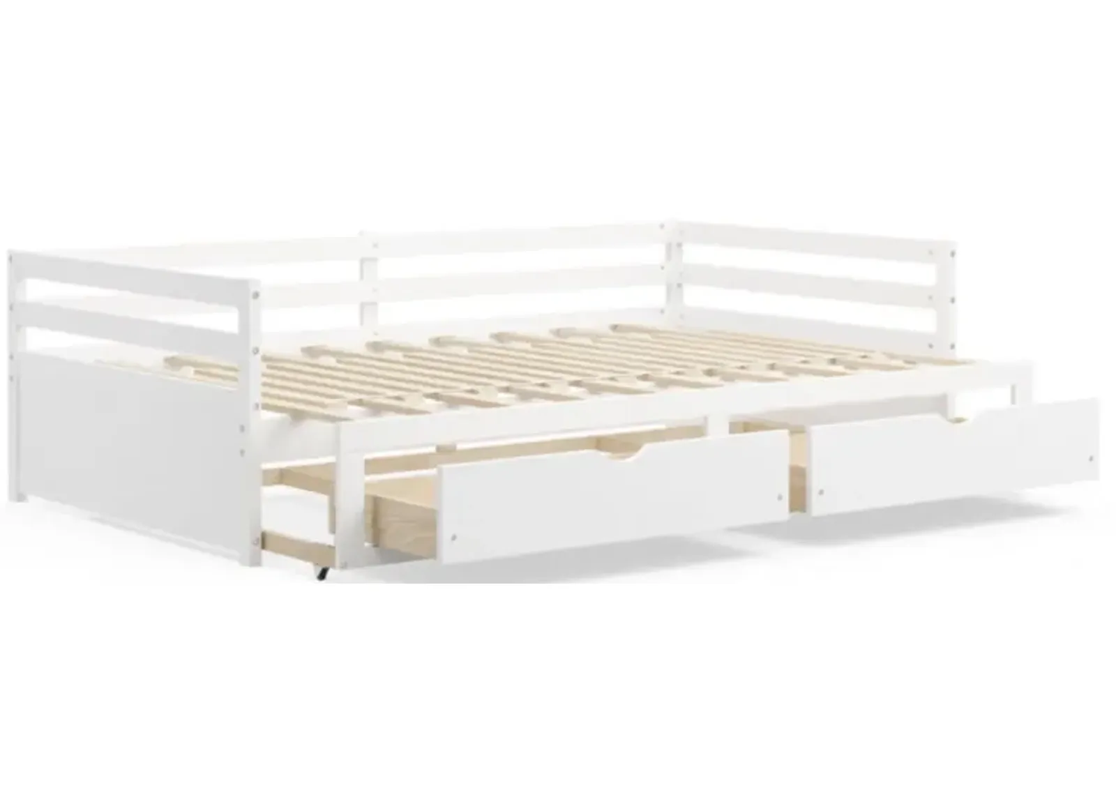 Extendable Twin to King Daybed with Trundle and 2 Storage Drawers