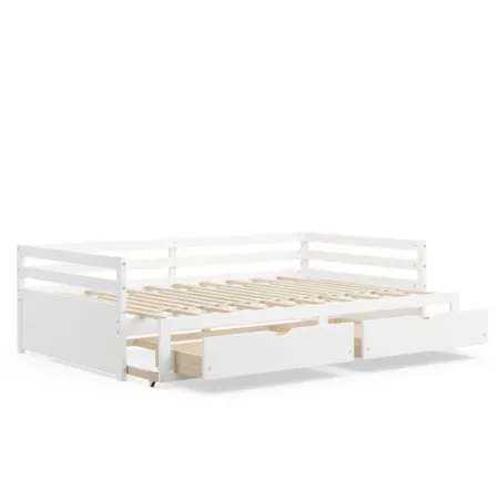 Extendable Twin to King Daybed with Trundle and 2 Storage Drawers