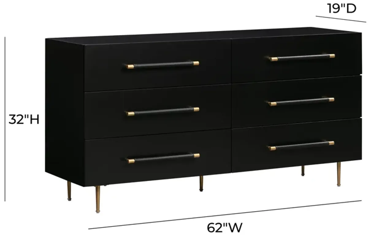 Trident Black 6 Drawer Dresser