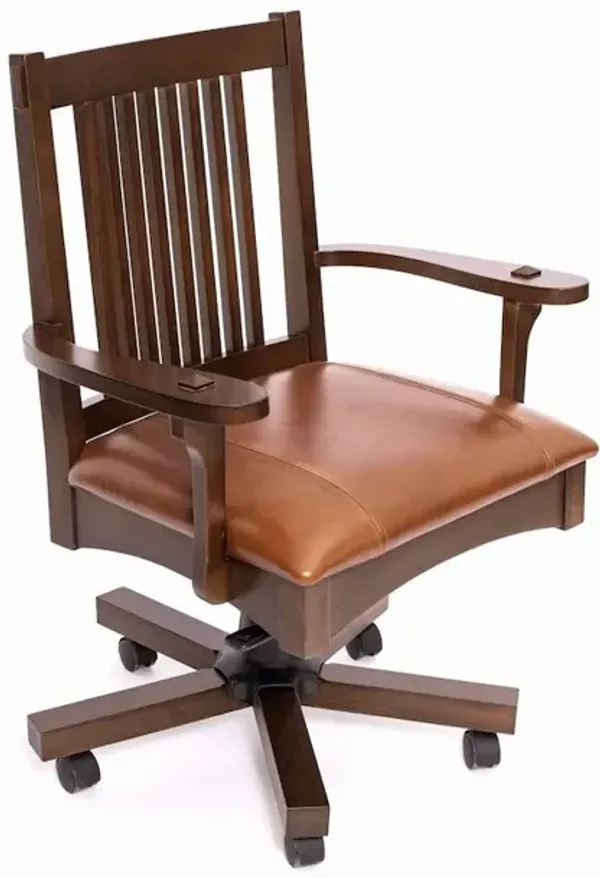 Crafters and Weavers Arts and Crafts Mission Oak Office Chair - Walnut