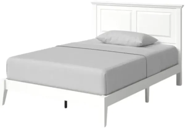 Hivvago Full Traditional Solid Oak Wooden Platform Bed Frame with Headboard in White