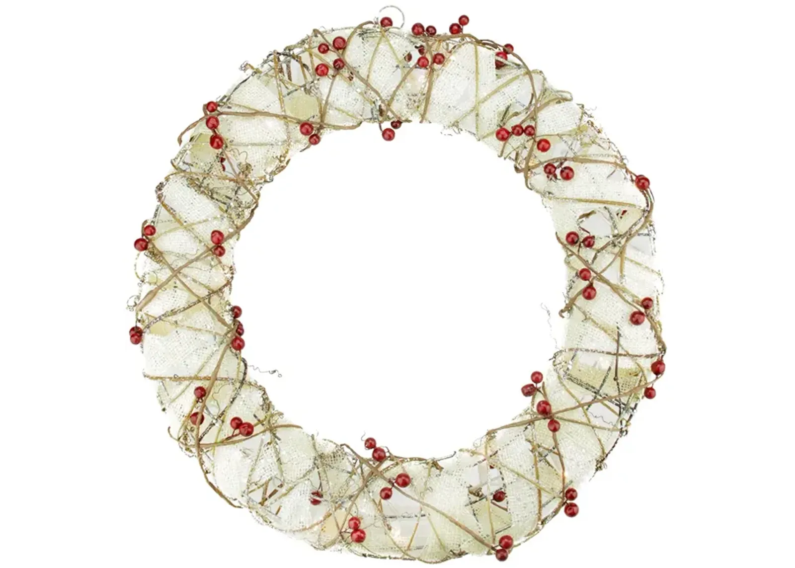 Pre-Lit Berry Artificial Christmas Wreath - 18-Inch  Clear Lights