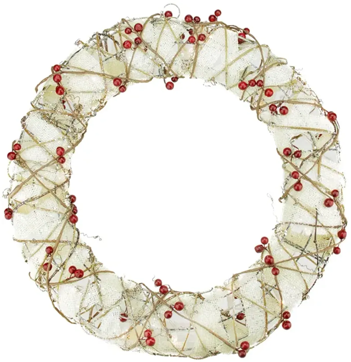 Pre-Lit Berry Artificial Christmas Wreath - 18-Inch  Clear Lights