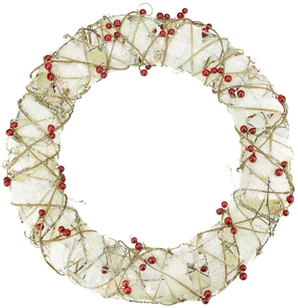 Pre-Lit Berry Artificial Christmas Wreath - 18-Inch  Clear Lights