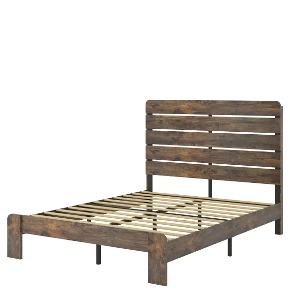MONDAWE Bed Frame Full Size Wood Platform Bed Frame with Large Under Bed Storage,Dark Brown