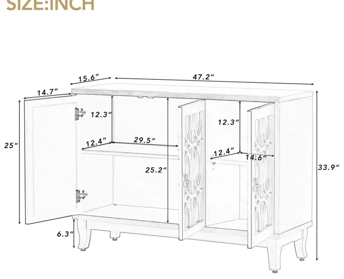 Merax Retro Mirrored Sideboard Buffet Cabinet