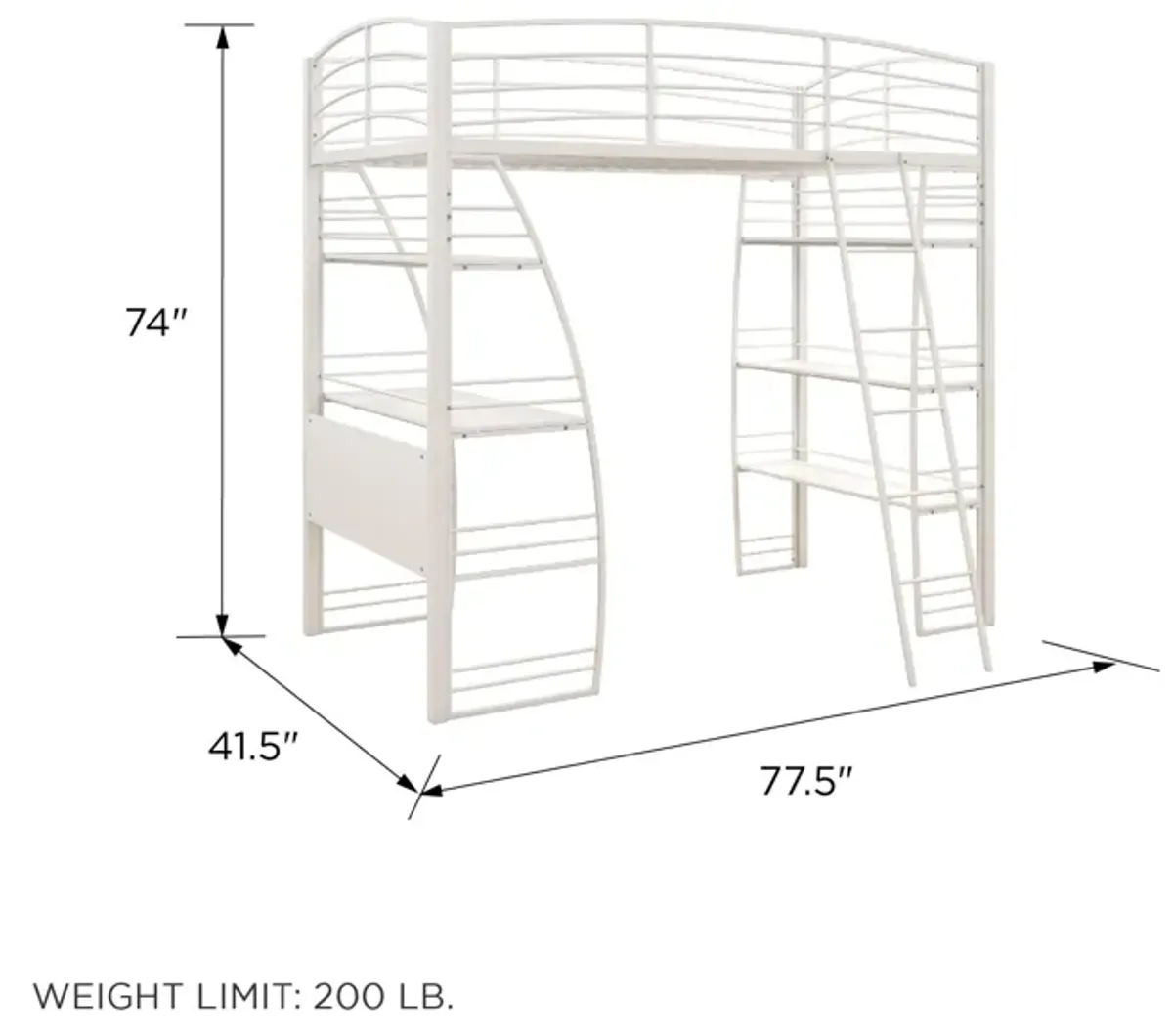 Atwater Living Lynn Modern Twin Loft Bed with Display Shelves and Desk