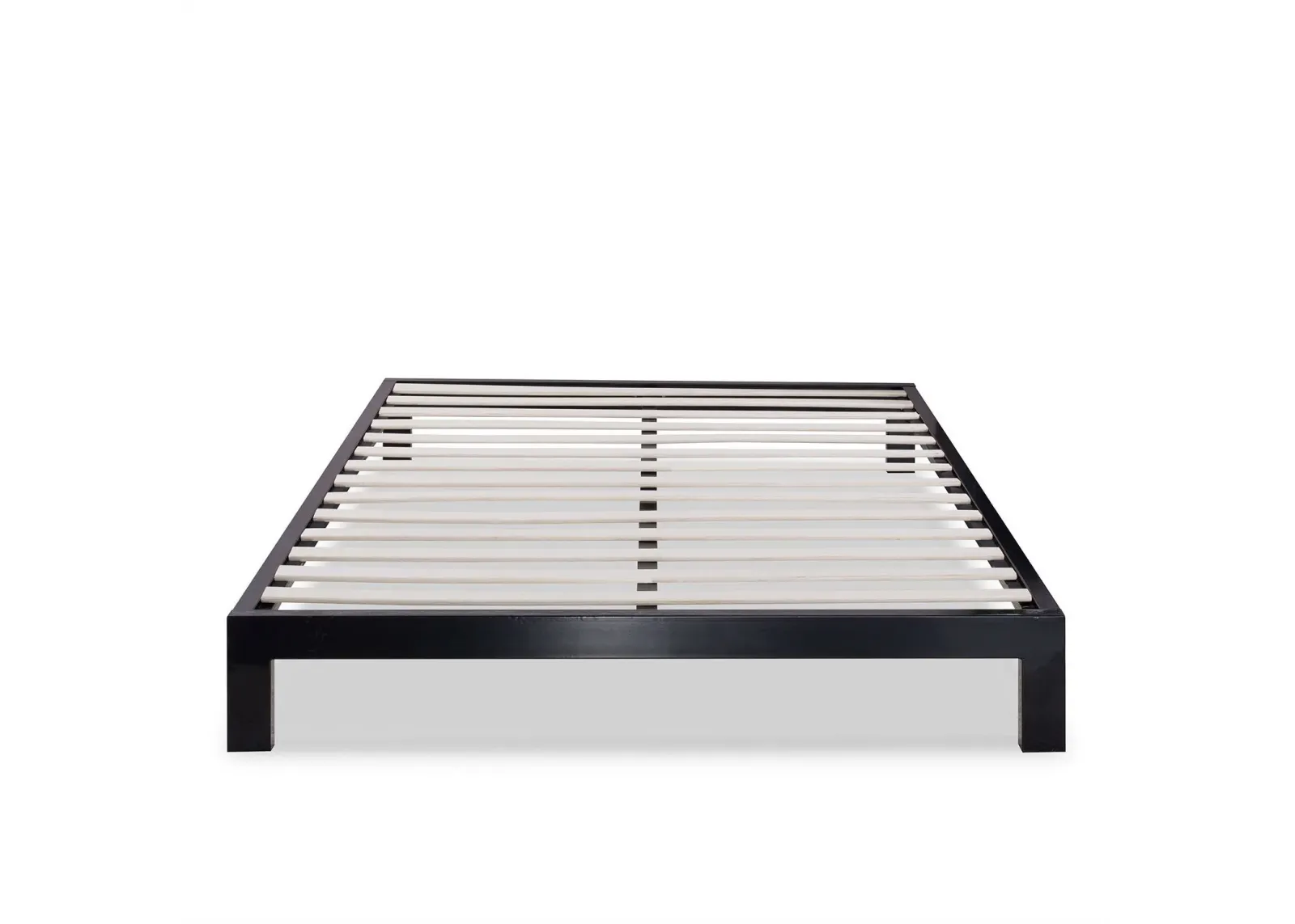 Hivvago King size Modern Black Metal Platform Bed Frame with Wood Slats