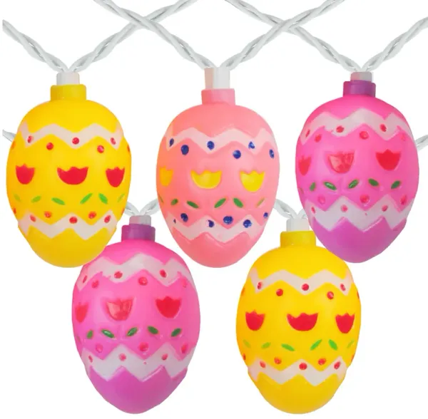10-Count Pastel Multi-Color Easter Egg String Light Set  7.25ft White Wire