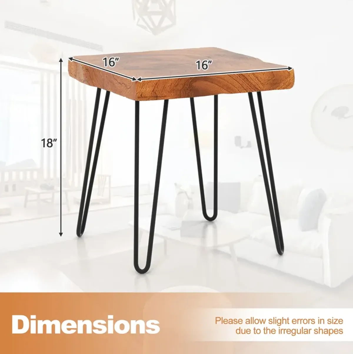 Square Reclaimed Recycled Teak Wood End Table