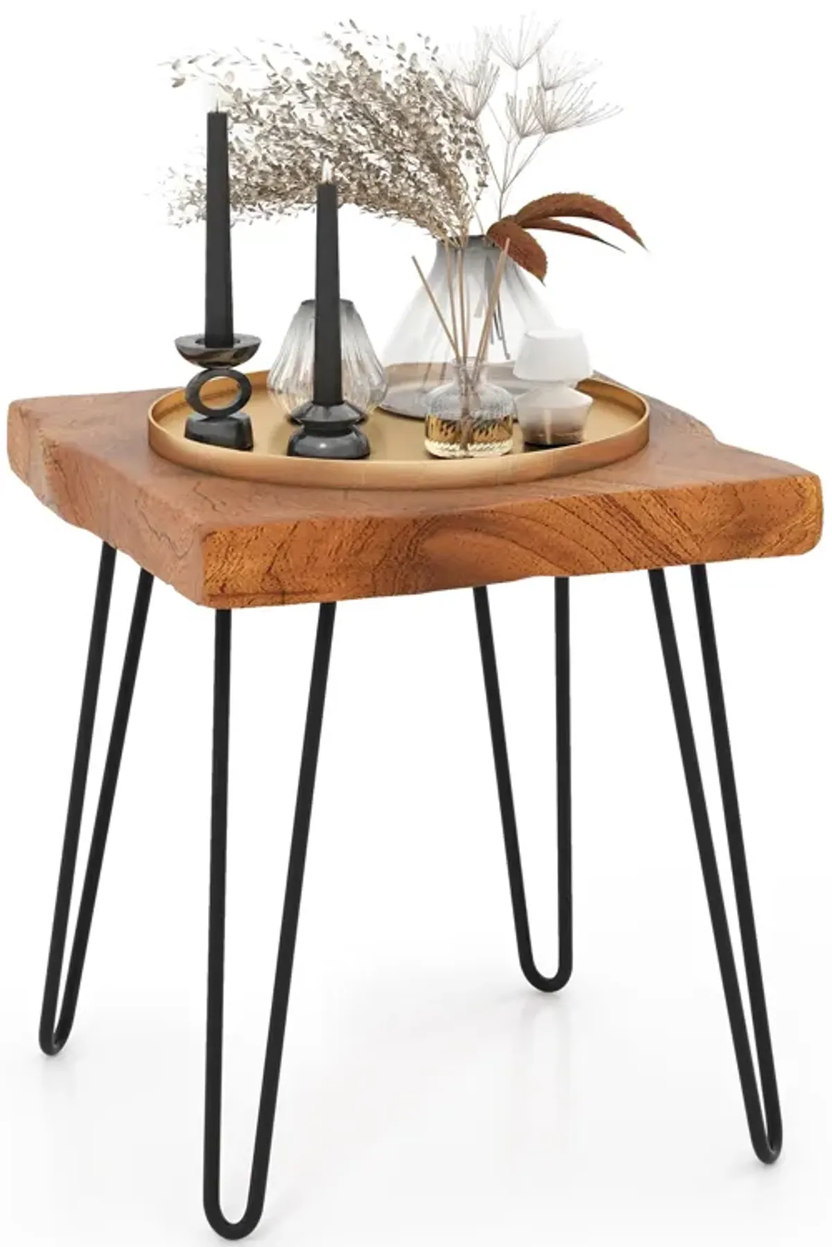 Square Reclaimed Recycled Teak Wood End Table