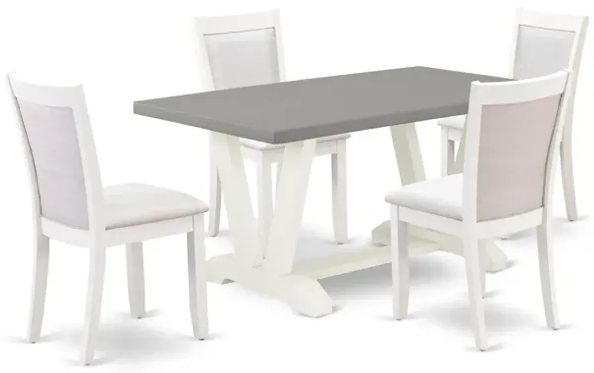 East West Furniture V096MZ001-5 5Pc Dinette Set - Rectangular Table and 4 Parson Chairs - Multi-Color Color