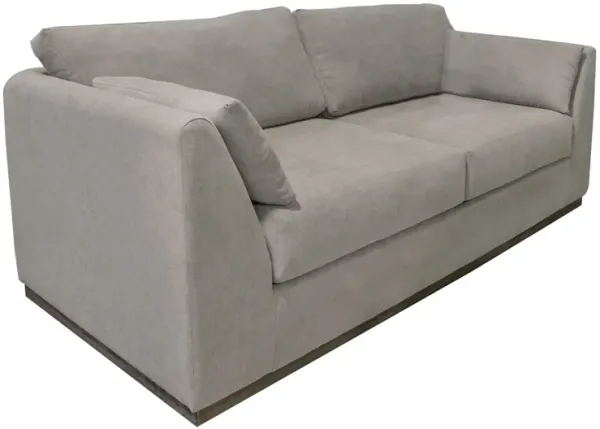 Sian Sofa, Almond Gray Polyester, 2 Pillows, Solid Pine Wood, 90 Inch - Benzara