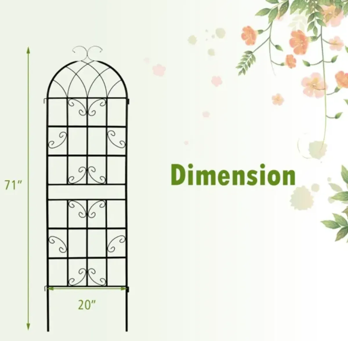 Hivvago 2/4 Pack 71 x 20 Inch Metal Garden Trellis for Climbing Plants