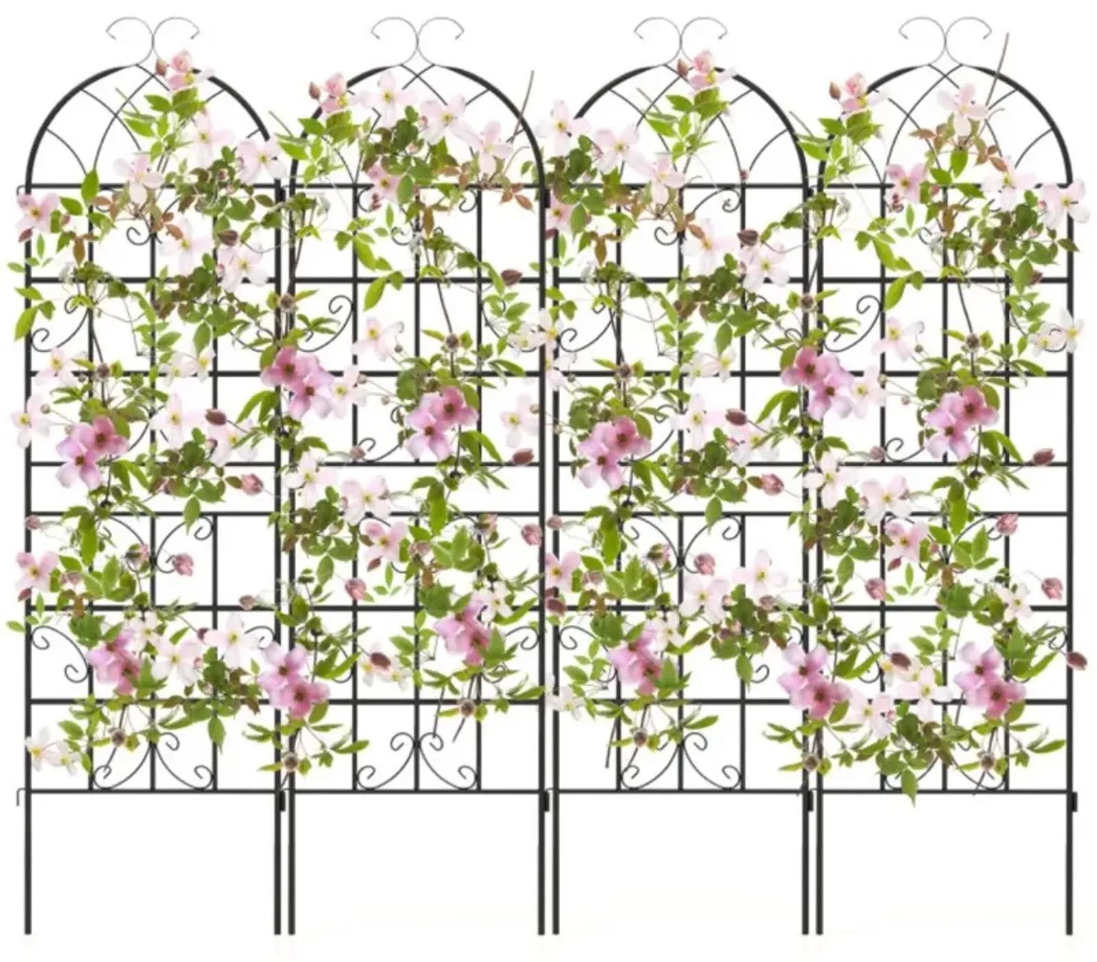 Hivvago 2/4 Pack 71 x 20 Inch Metal Garden Trellis for Climbing Plants