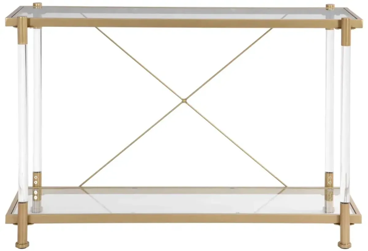 43.31'' Glass Sofa Table: Acrylic Side Console for Living Room & Bedroom - Elegant and Versatile Furniture Piece