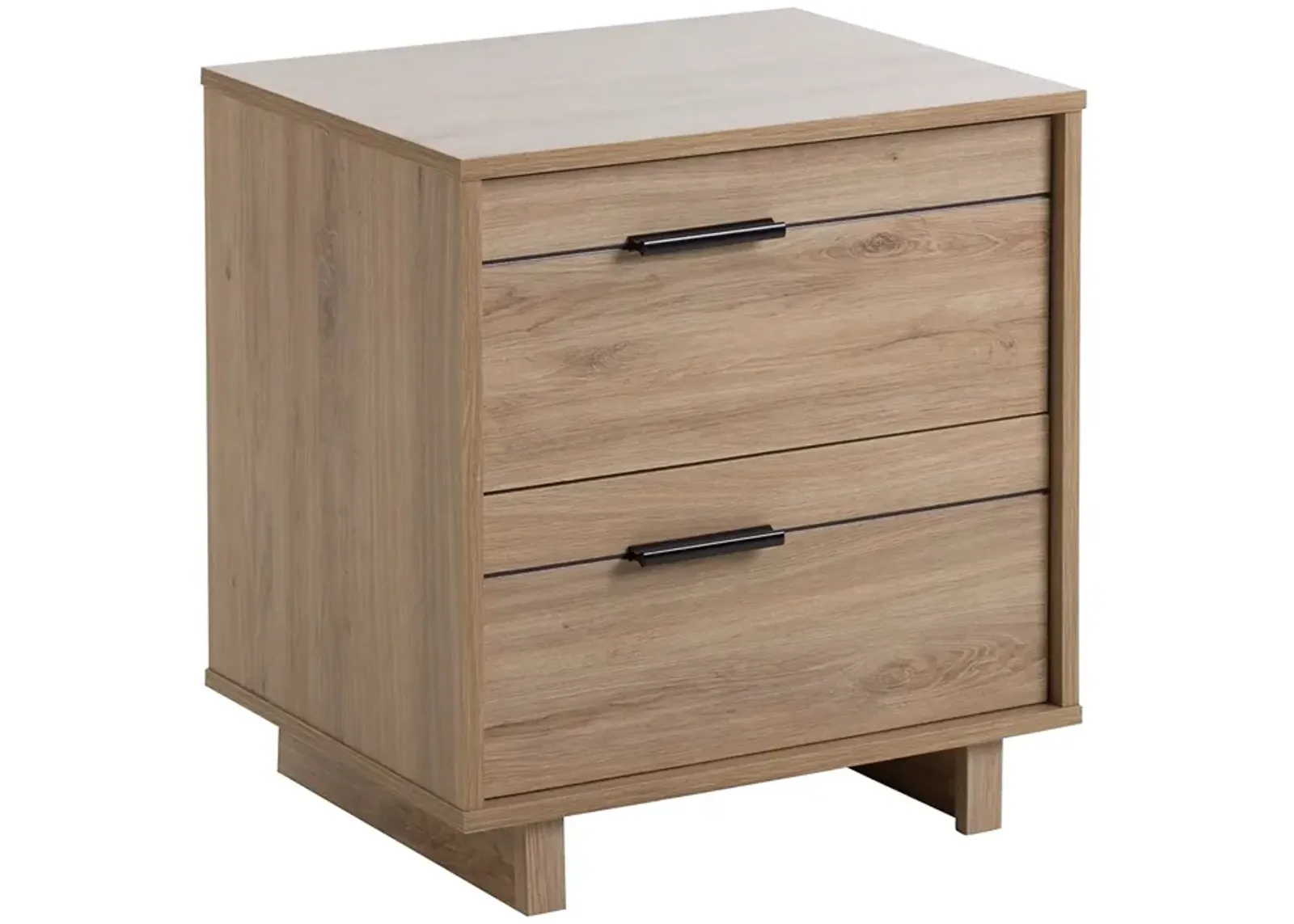 Hivvago Modern 2-Drawer End Table Nightstand in Light Oak Wood Finish