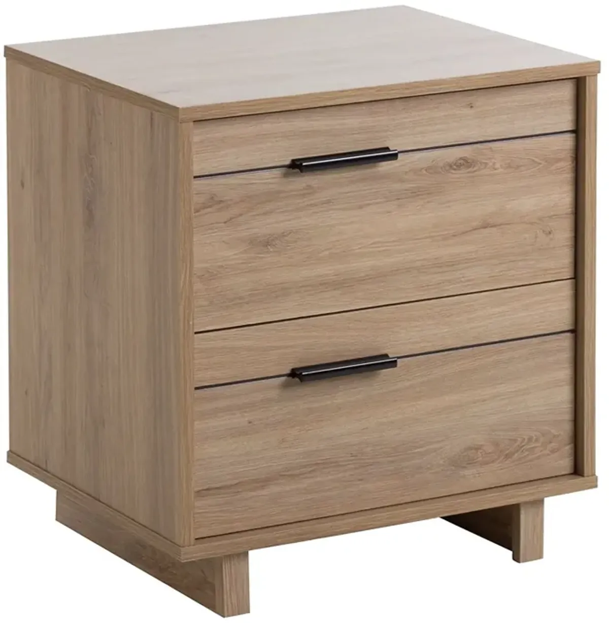 Hivvago Modern 2-Drawer End Table Nightstand in Light Oak Wood Finish