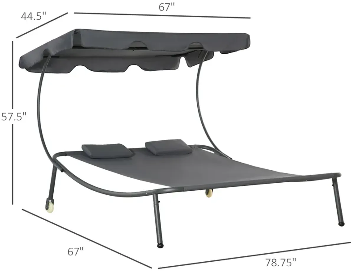 Adjustable Sun Bed: Wheeled Chaise Lounge with Canopy