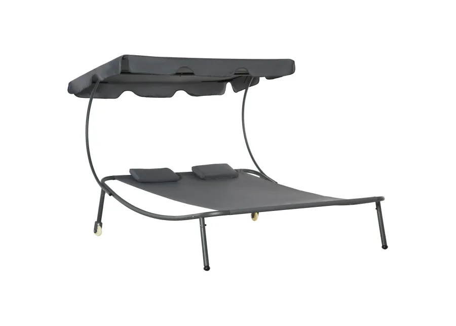 Adjustable Sun Bed: Wheeled Chaise Lounge with Canopy