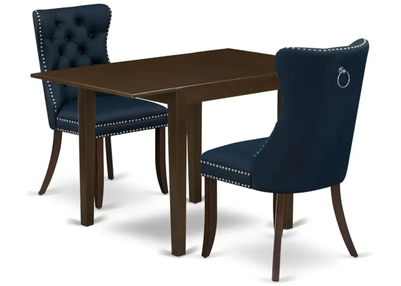 3 Piece Kitchen Table Set Consists of a Rectangle Dining Table with Dropleaf