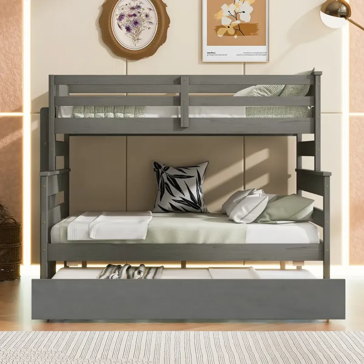 Merax Modern Bunk Bed with Trundle