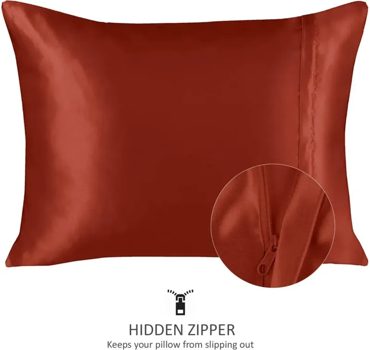 Satin Pillow Case with Zipper - Luxury Pillow Cover (Pillowcase Set of 2)