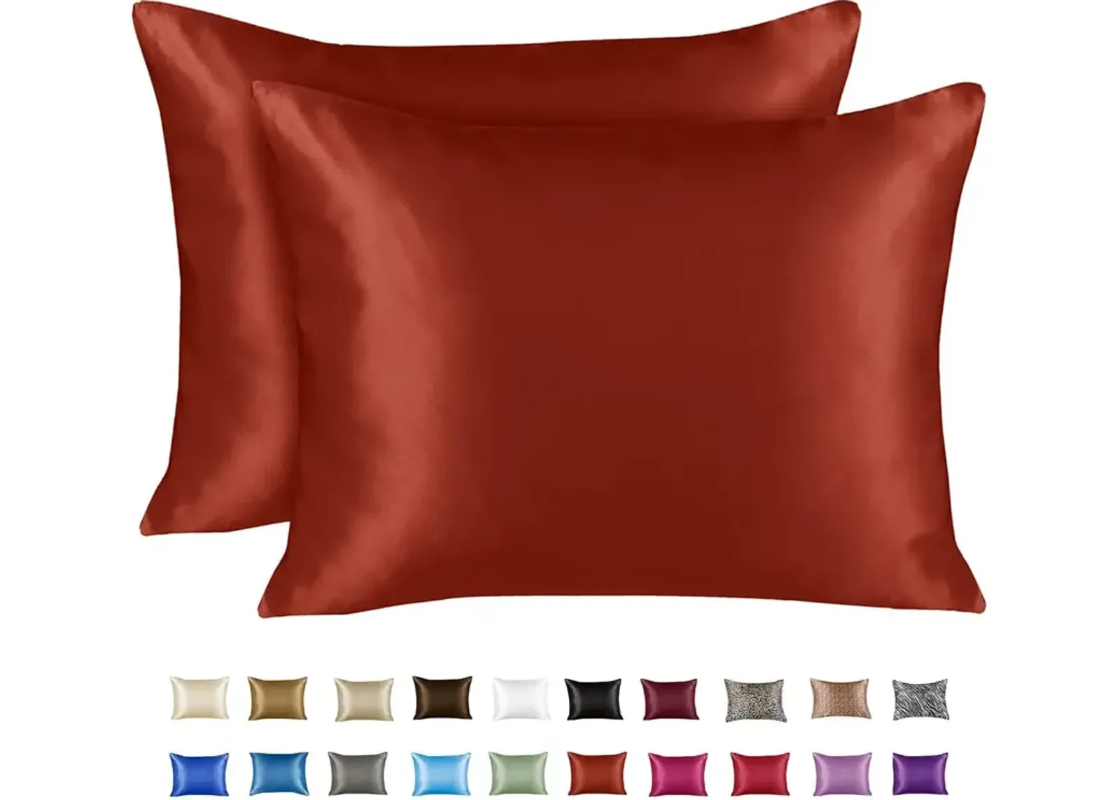 Satin Pillow Case with Zipper - Luxury Pillow Cover (Pillowcase Set of 2)