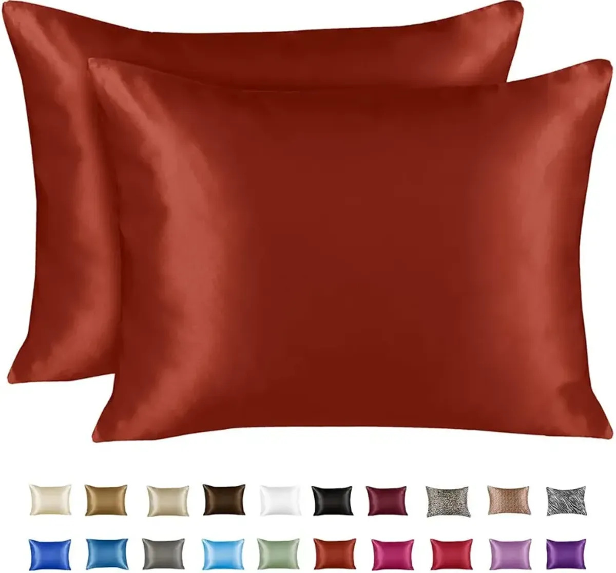 Satin Pillow Case with Zipper - Luxury Pillow Cover (Pillowcase Set of 2)