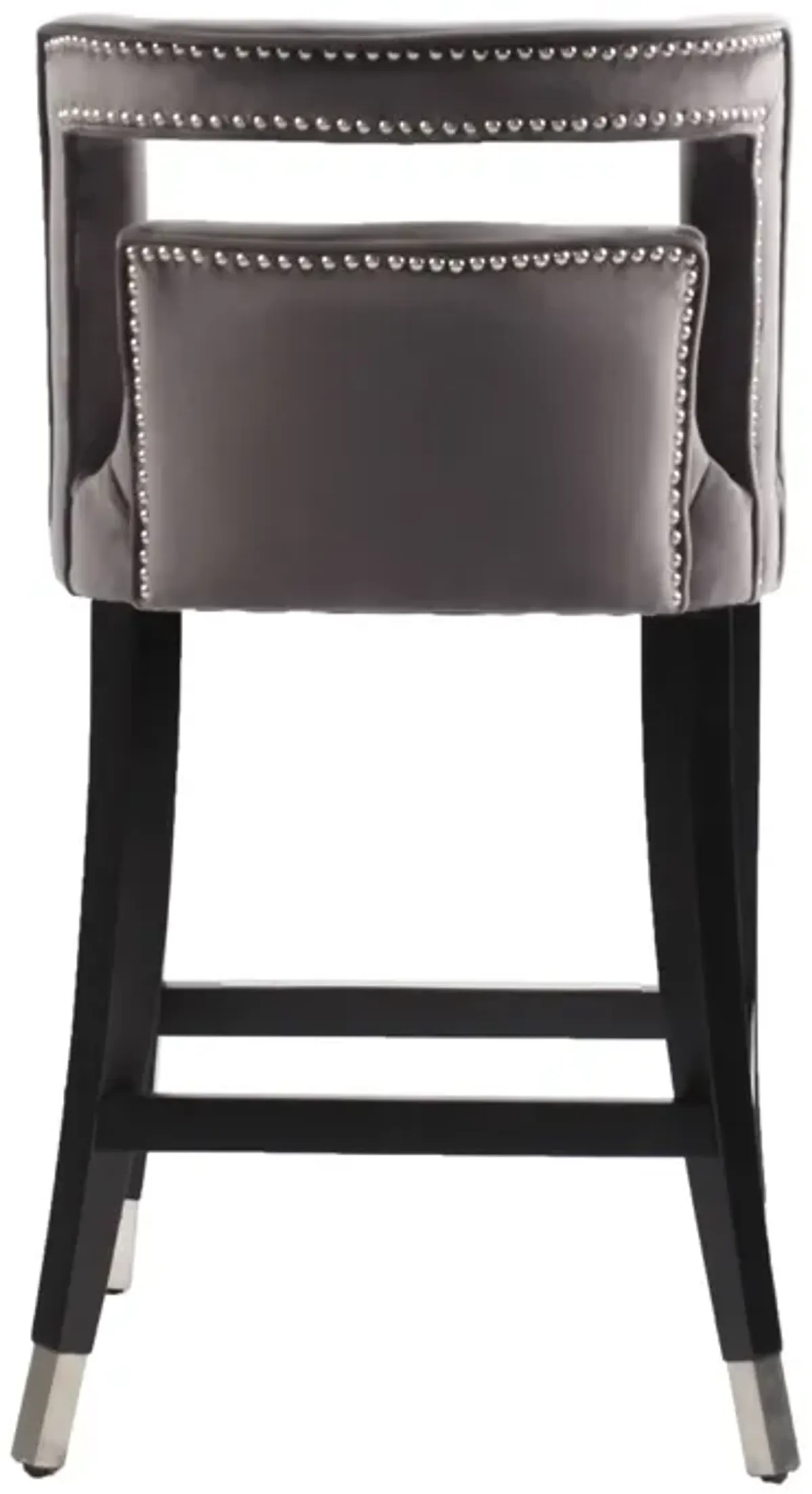 Suede Velvet Barstool With Nailheads Dining Room Chair 2 PCS Set - 26 Inch Seater Height