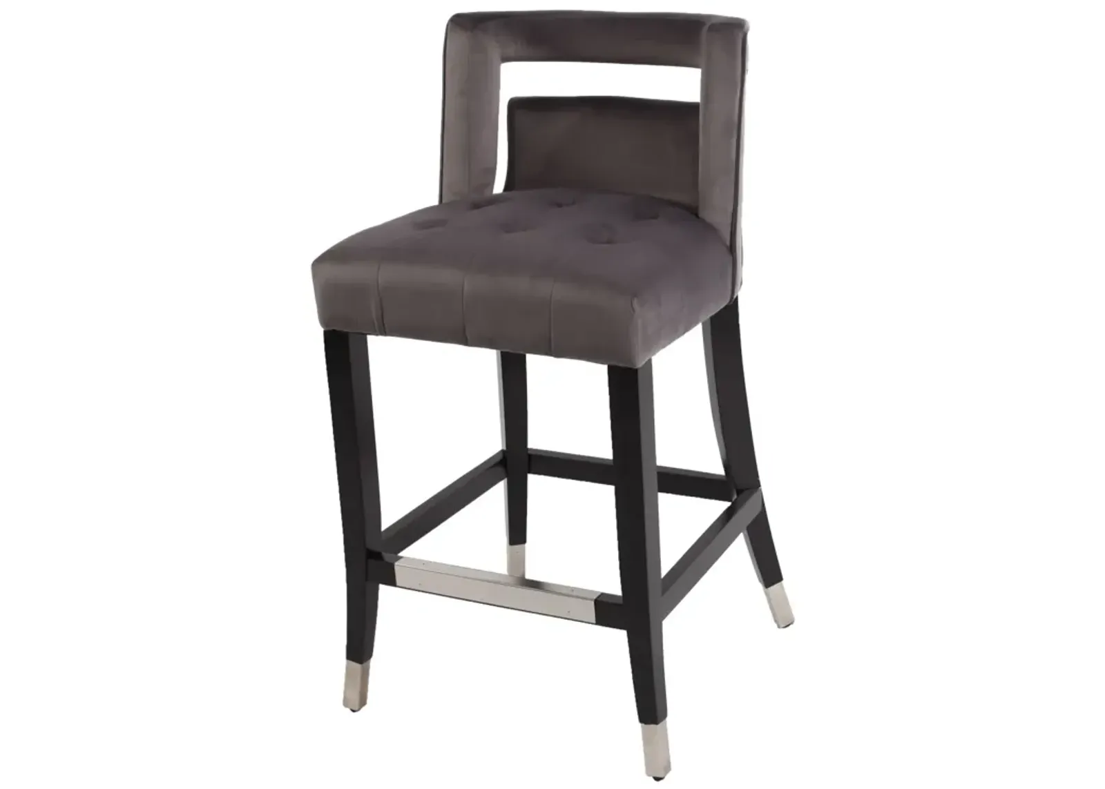 Suede Velvet Barstool With Nailheads Dining Room Chair 2 PCS Set - 26 Inch Seater Height