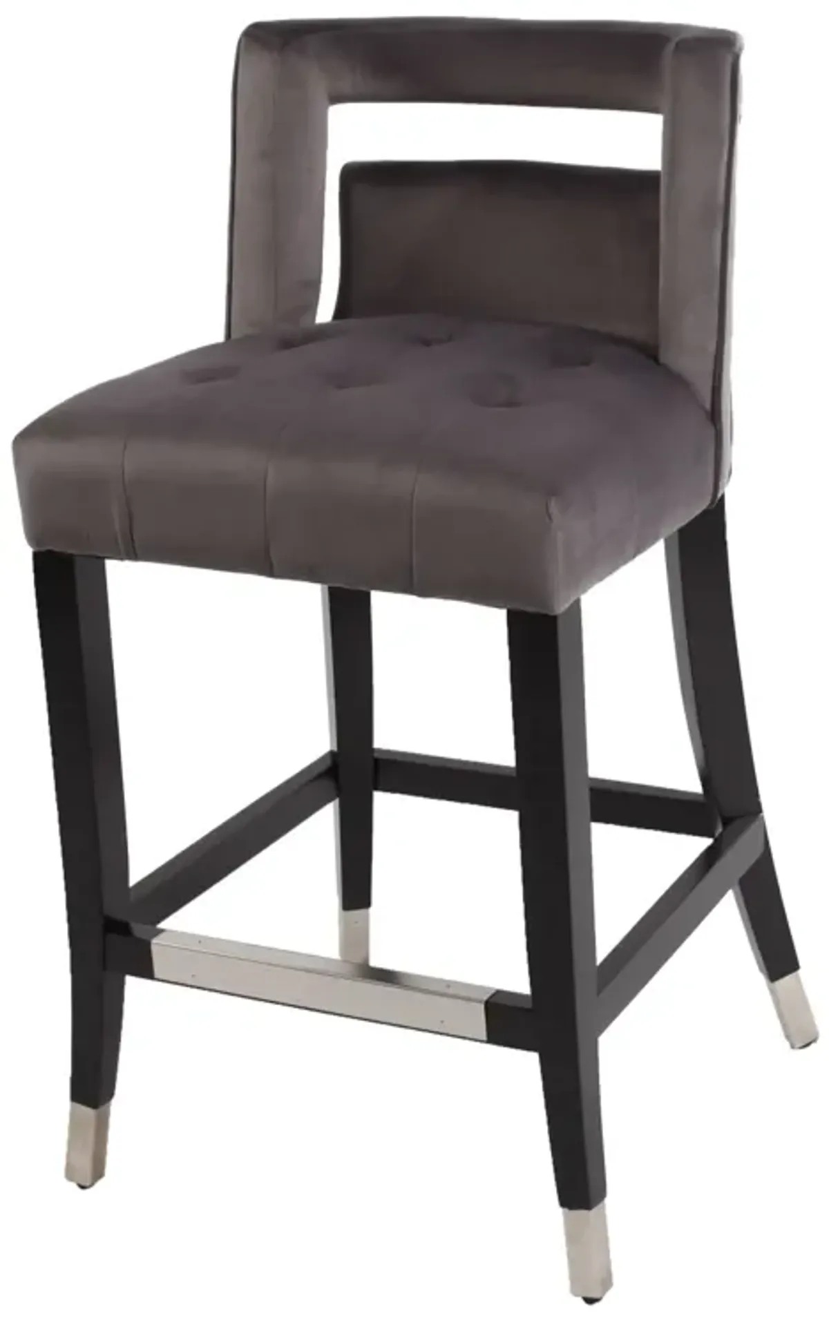 Suede Velvet Barstool With Nailheads Dining Room Chair 2 PCS Set - 26 Inch Seater Height