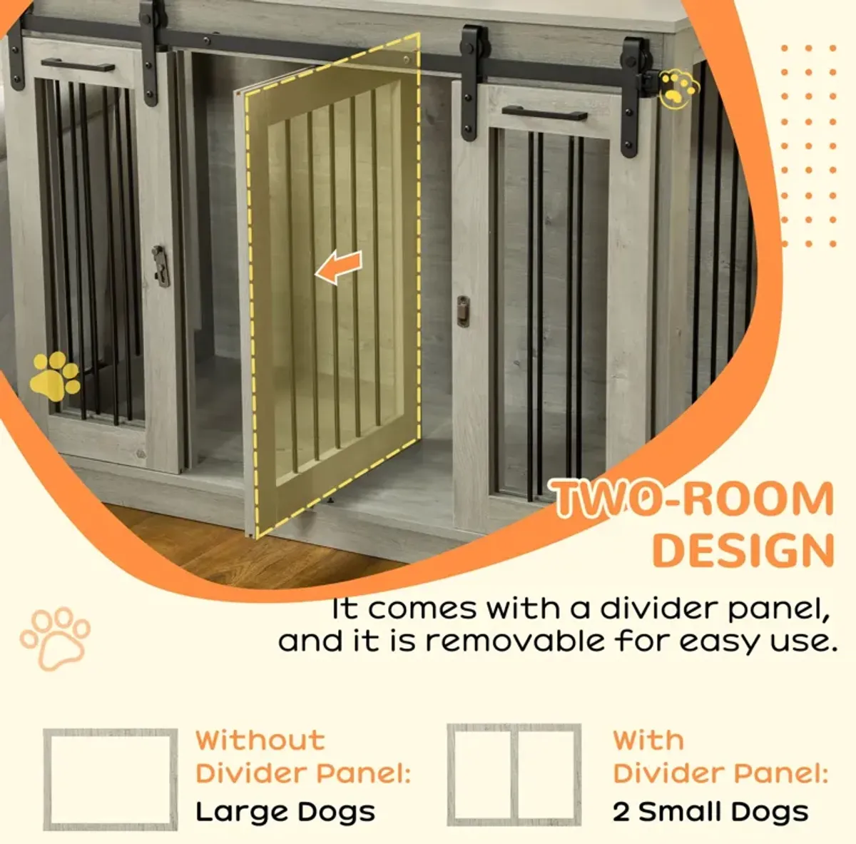 Gray Multifunctional Pet Furniture: Large Dog Crate End Table