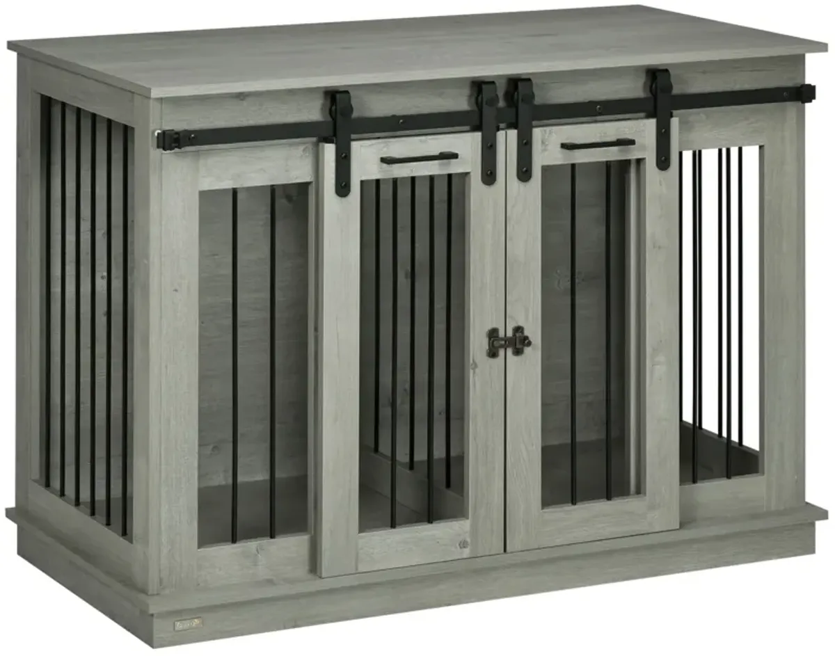 Gray Multifunctional Pet Furniture: Large Dog Crate End Table