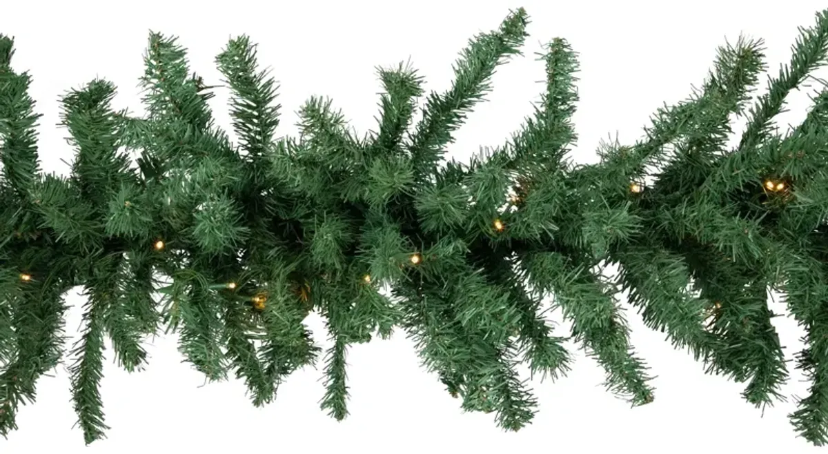 27' x 20" Pre-Lit Green Artificial Pine Christmas Garland  Warm White LED Lights