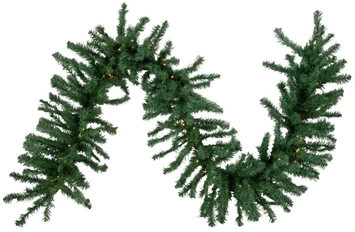 27' x 20" Pre-Lit Green Artificial Pine Christmas Garland  Warm White LED Lights