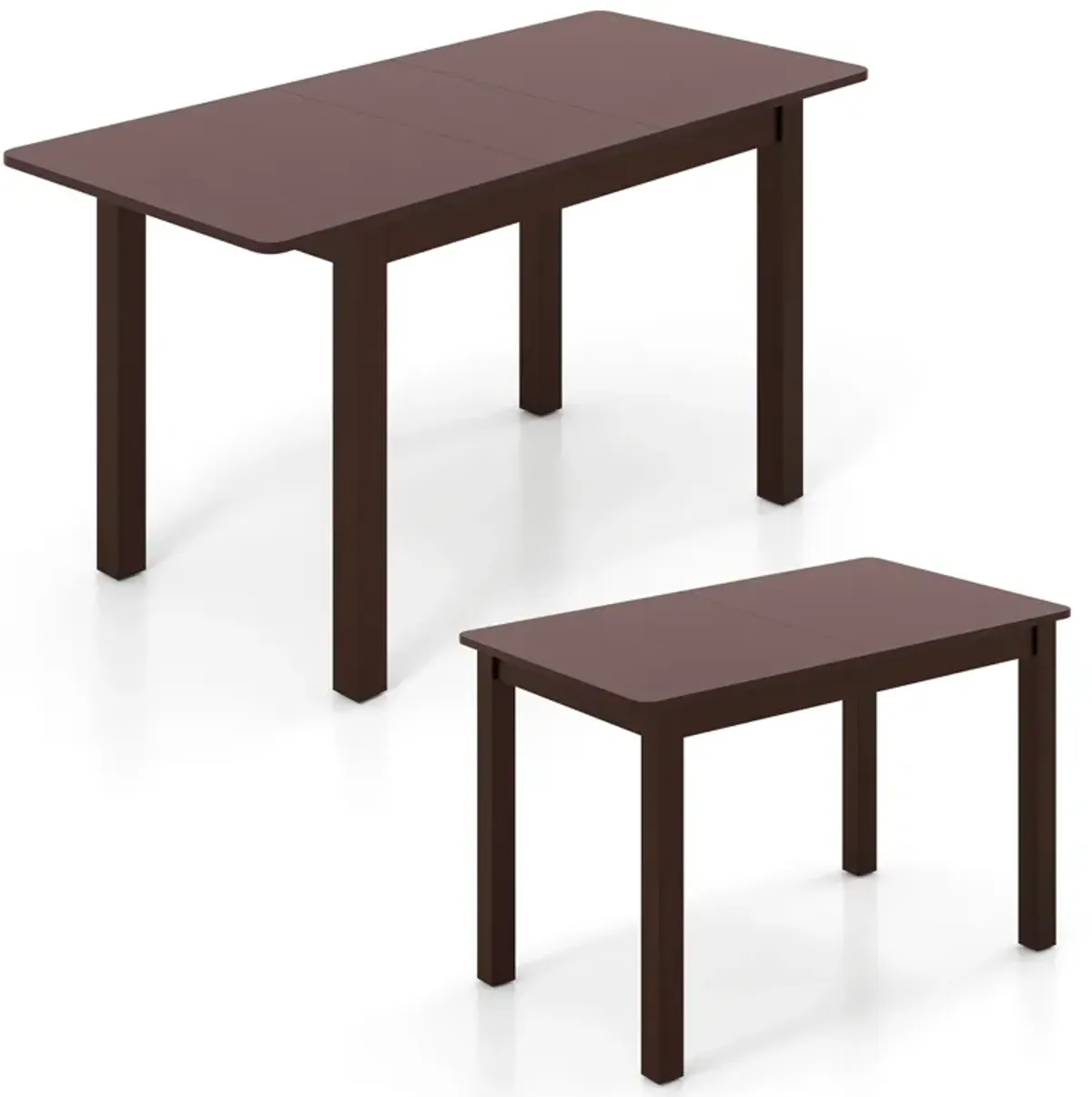 Extendable Folding Dining Table with Rubber Wood Frame and Safety Locks