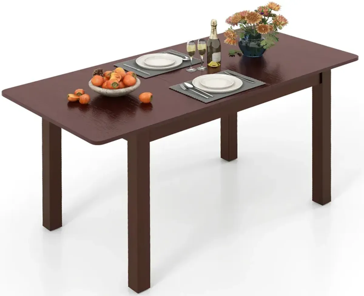 Extendable Folding Dining Table with Rubber Wood Frame and Safety Locks