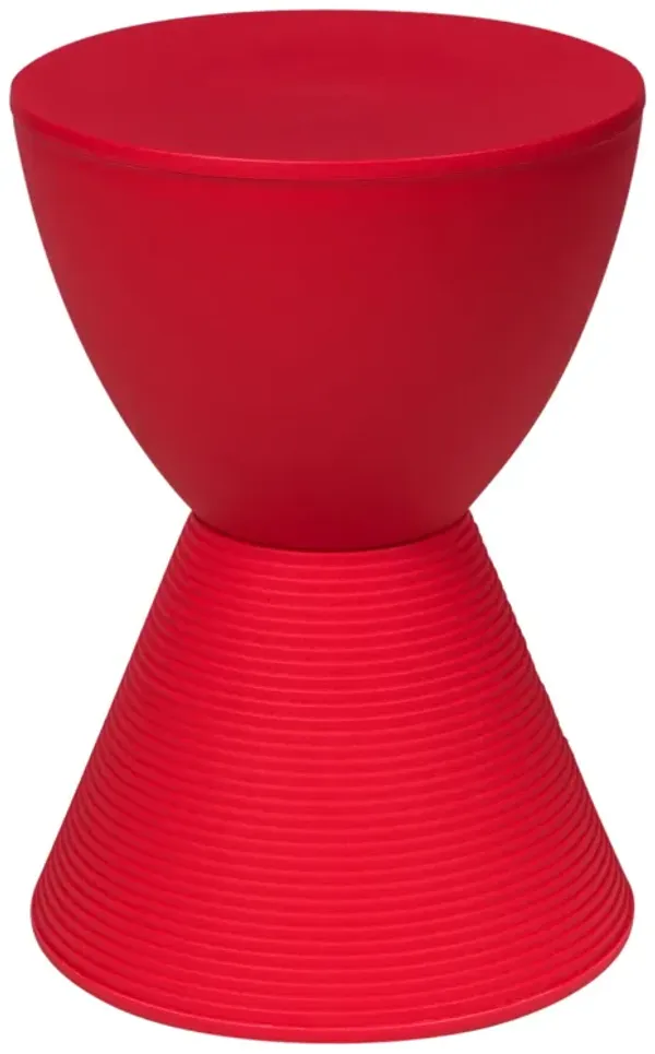 LeisureMod Modern ABS Shell Ribbed Hourglass Accent Drum Side Table with Removable Lid for Storage Indoor and Outdoor Use